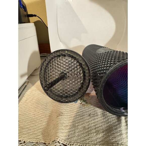 Starbucks Black Studded Iridescent Cold Cup Tumbler 24oz With Lid & Straw - Picture 4 of 7